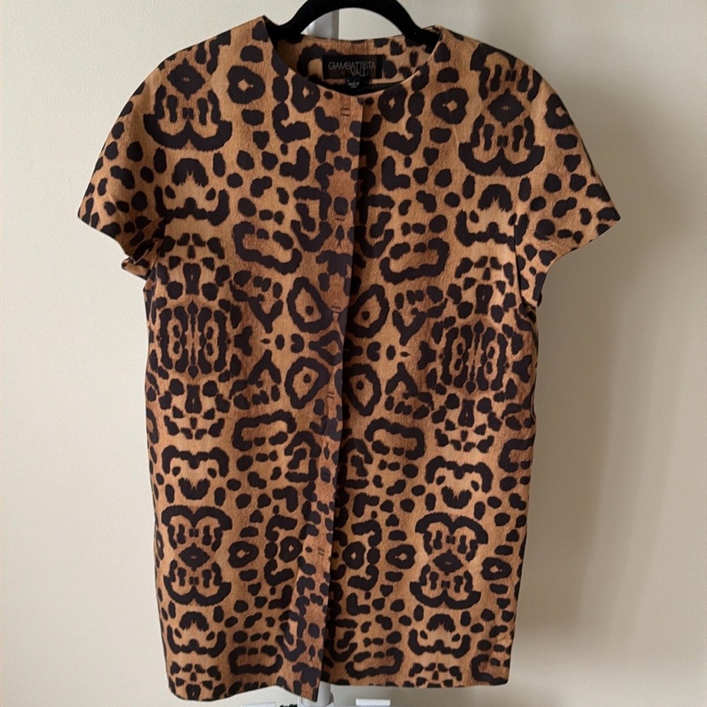 Giambatista Valli Paris cotton animal print light jacket mini dress, size M